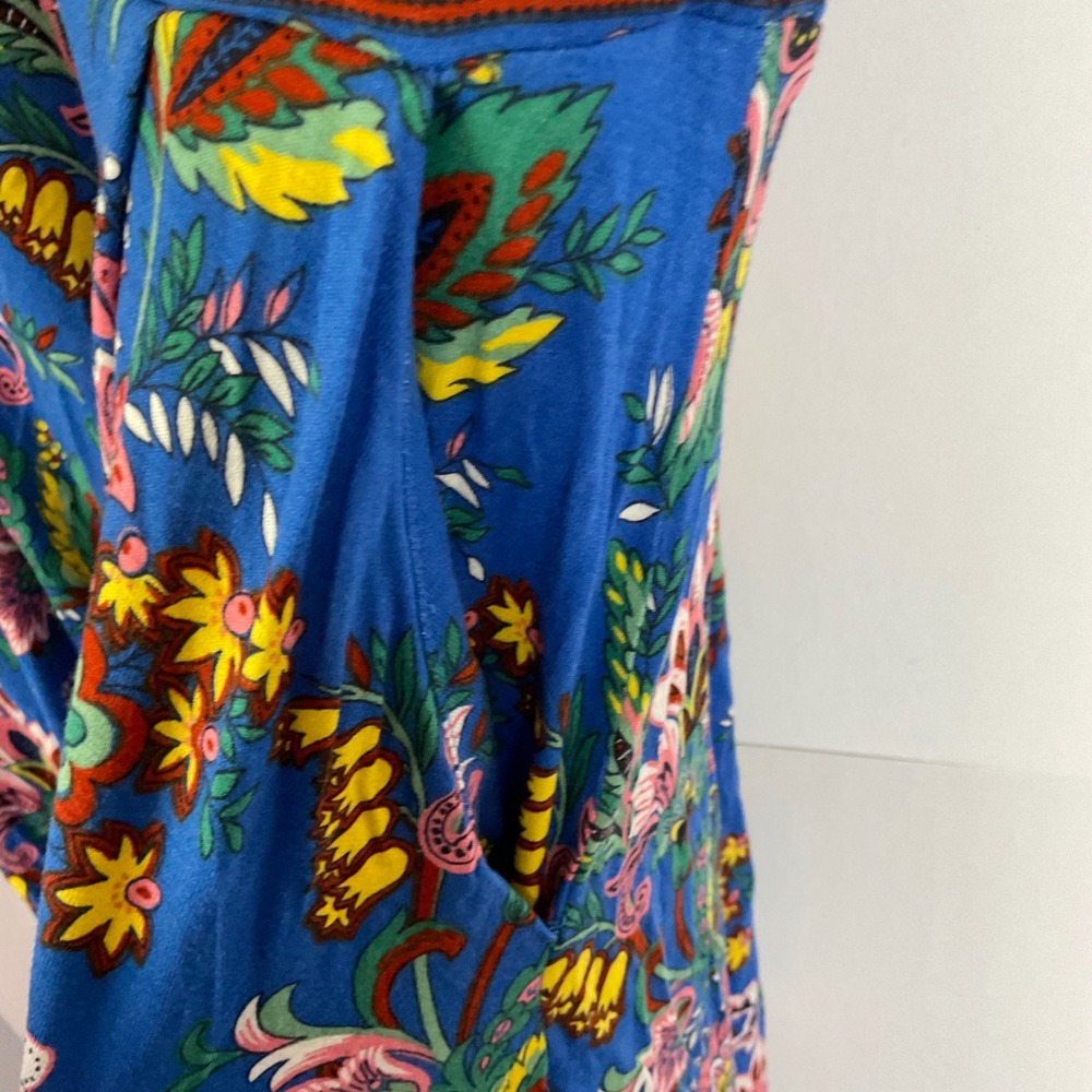 Boden Ellie Flutter Maxi Tea Dress Blue Floral Paisley Pockets US 6P D0927 - Picture 9 of 11